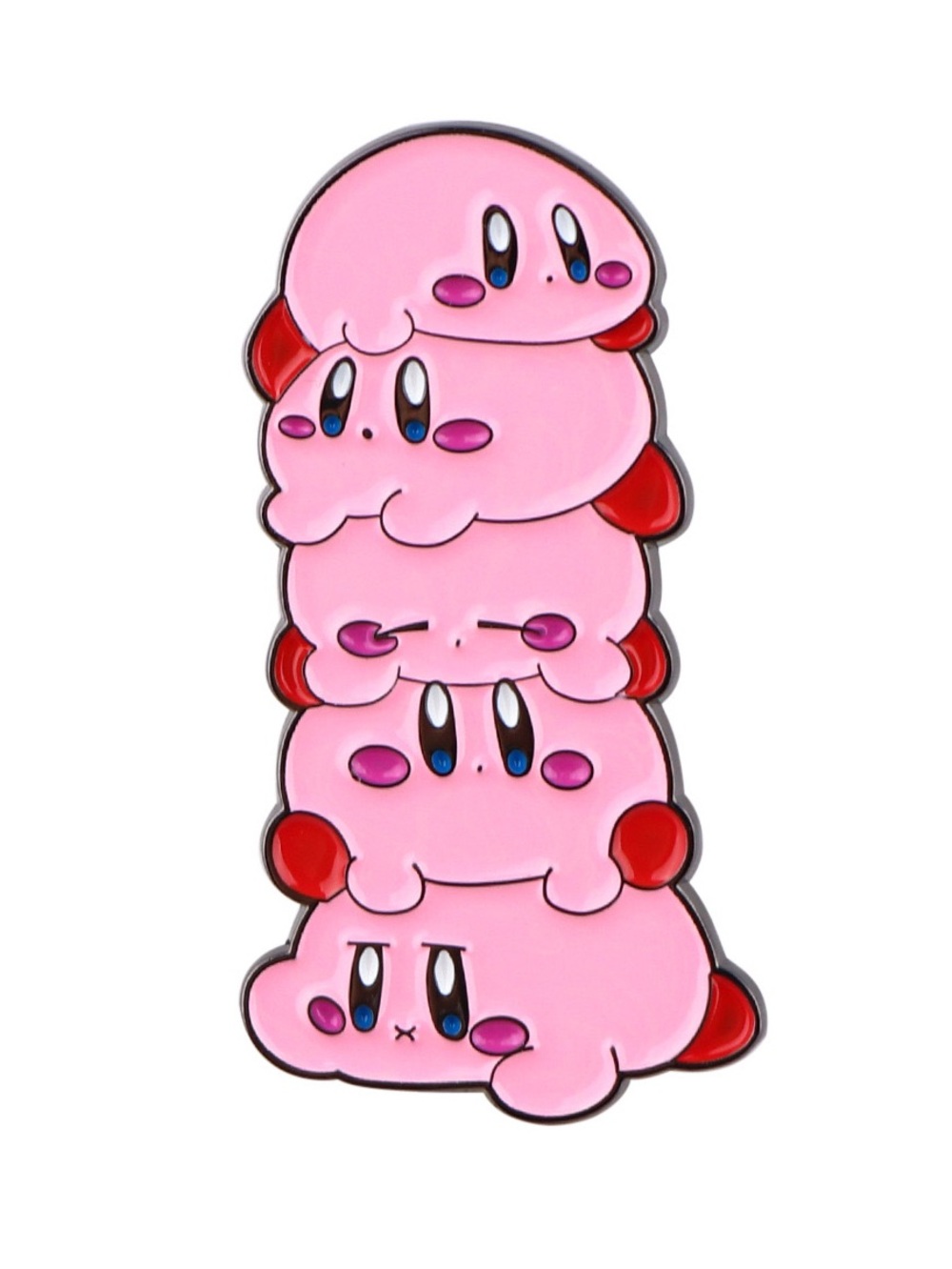 Kirby Stack Enamel Pin – Cute Pink Kirby Character Tower Lapel Pin